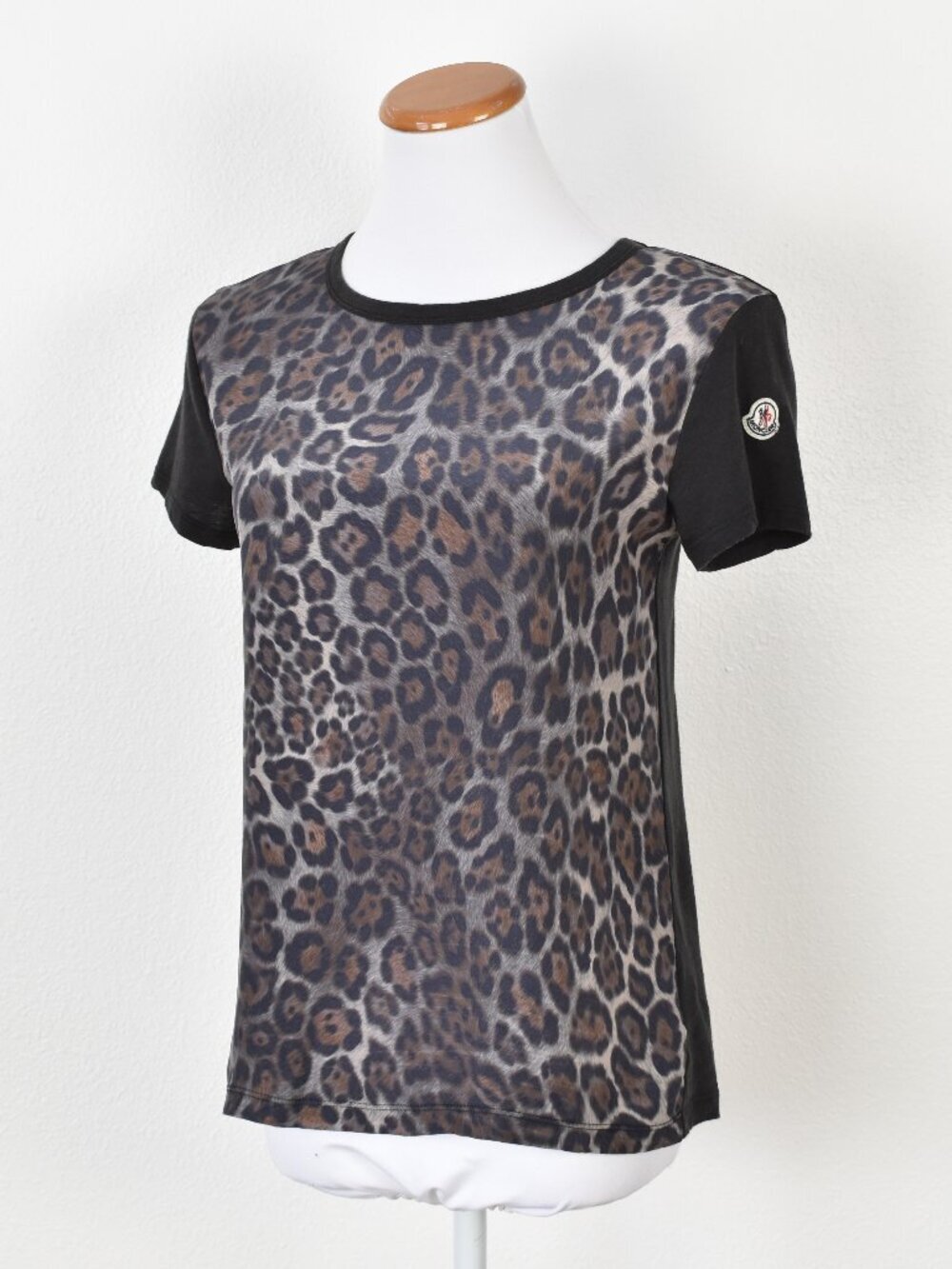 Moncler Maglia Girocollo Leopard Silk Wool Crew Neck T-Shirt - S
